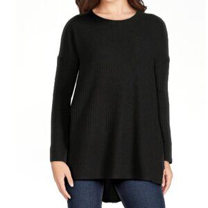 New Time and Tru Women's Oversize Crew Neck Ribbed Tunic Top Black size S (4-6)
